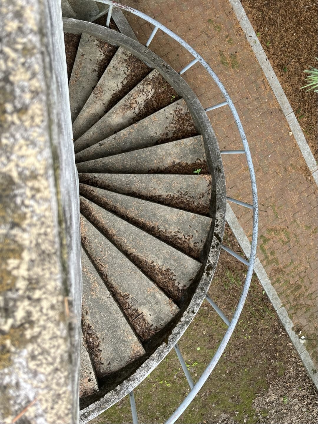 탁한 갈색 타일만 나오게끔 반달 모양으로 일부만 찍은 사진.